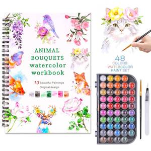 lot 4142 image: DUIESUT Watercolor Workbook Set with 48-Color Palette & Brushes