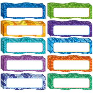 lot 4146 image: AmazingSpark 50 Pcs Magnetic Name Plates 6 x 2 Magnetic Dry Erase Labels Desk Name Tags Magnets Reusable Neon Label Strips for Classroom Office Home Whiteboards Refrigerator Locker Shelf Crafts