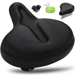 lot 4150 image: CDYWD Oversized Bike Seat for Men & Women, Comfortable Gel Padded, Extra Wide Bicycle Seat Cushion Comfort, Replacement Saddle for Peloton, Stationary Exercise Bike, Mountain Bike, Cruiser, City Bike