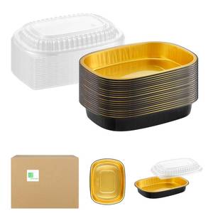 lot 5428 image: MESTAEK 68oz Oval Foil Pans with Snap-On Lids, 20 Pack, Black