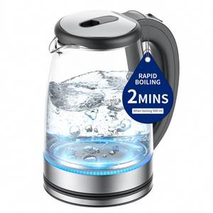 lot 5436 image: Electric Kettle Glass 2L, 1500W Fast Boiling Hot Water Boiler with Auto Shut-Off, LED Light, BPA-Free, Borosilicate Glass, Stainless Steel Interior, Wide Opening, Display Refrigerator with Door