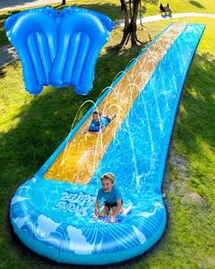 lot 5442 image: Spring Water Extra Long Slip and Water Slide for Kids Adults Backyard, 22ft Giant Inflatable Slip n WaterSlide for Heavy Duty, Summer Outdoor Water Toys with 2 Bodyboards