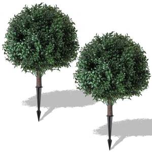 lot 5444 image: VivaPeak 2 Pack Artificial Boxwood Topiary Shrubs 16x24 Inch, UV Resistant Evergreen Faux Plants, Artificial Urn Fillers for Indoor Outdoor Porch Courtyard Garden Patio Flower Bed Decor