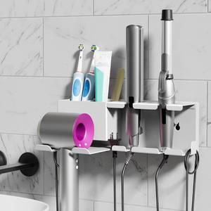 lot 5446 image: BOIVSHI Hair Dryer Holder Wall Mounted, White