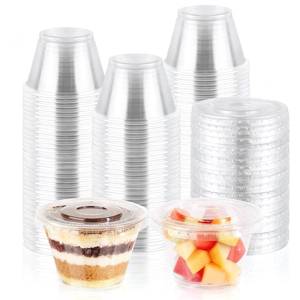 lot 5448 image: GGOLDMER 50 Sets 7 oz Clear Plastic Cups with Flat Lids (No Hole)