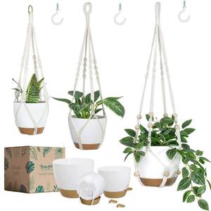 lot 5453 image: Bouqlife 3 Set Self Watering Hanging Planters for Indoor Plants