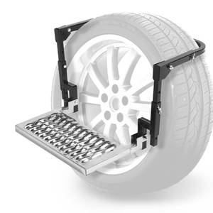 lot 5457 image: Folding Heavy Duty Tire Step for Truck SU VRV, Adjustable Tire Mount Design