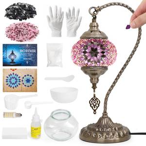 lot 5472 image: BOHMR DIY Turkish Mosaic Lamp Kit, 5.2 D Swan-Neck Lamp Making Kit, Pink