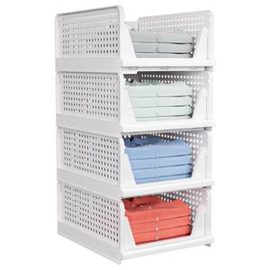 lot 5474 image: caktraie 4 Pack Stackable Closet Storage Basket - Stackable Storage Bins