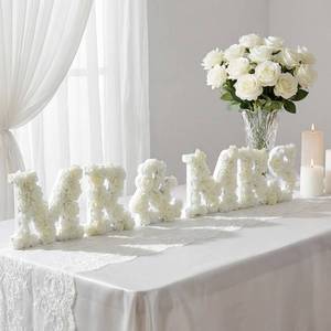 lot 5478 image: Wenqik Mr and Mrs Sign Sweet Wedding Table White Floral Wood Letters