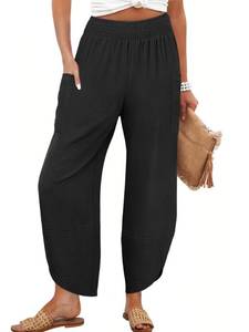 lot 6262 image: ANRABESS Womens Wide Leg Palazzo Capri Barrel Pants Black M
