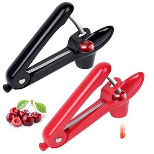 lot 6264 image: ROKEYBOR Cherry Pitter, 2 Pcs Cherry Pitter Tool, Stainless Steel Cherry Stoner, Cherry Core Remover with Hand-held Push Design, Multi-Use Household Kitchen Gadget for Cherry, Jujube, Olive,BlackRed