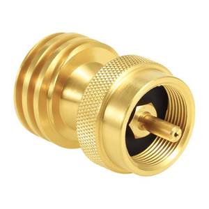 lot 6268 image: Joywayus Solid Brass Saver Adapter 1 LB Round Propane Adapter Converter Universal Small Bottle for Gas Grill and Propane Tree - 1-20 Male Throwaway Cylinder Thread