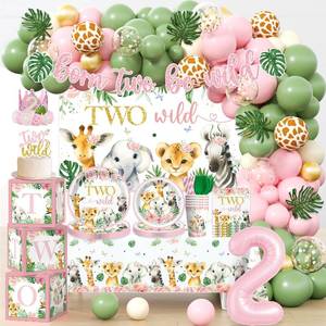 lot 6286 image: Two Wild Birthday Decorations Girl Safari Animal Jungle Theme 2nd Party