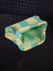 lot 6291 image: Striped Tote Bag Turquoise and Cream