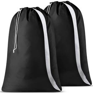 lot 6300 image: Handy Laundry Bag with Shoulder Strap 30x40 2-Pack, Heavy Duty, Black
