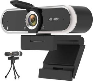lot 6305 image: NIVEOLI Webcam 1080P with Microphone & Privacy Cover for PCLaptop, USB Computer Camera Plug & Play with Auto Light Correction for Video Calls, Live Streaming Gaming & Online Meetings