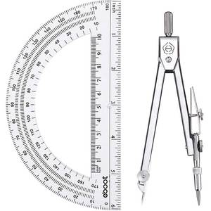 lot 6328 image: EBOOT Drawing Compass and 6 in Protractor Geometry Set, Clear