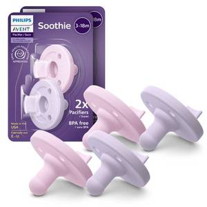 lot 6337 image: Philips Avent Soothie Baby Pacifier for 3-18 Months, BPA-Free, 4-Pack