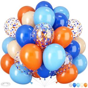 lot 6343 image: HILAVO Blue and Orange Balloons, Royal Light Blue and Orange Beige Balloon