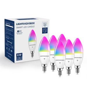 lot 6346 image: Lightinginside Smart E12 LED Bulbs 60W Compatible with AlexaGoogle Home, 6PCS