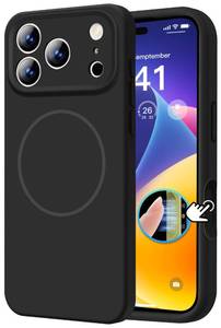 lot 6354 image: Mephoro Magnetic Silicone for iPhone 17 Pro Max Case, Black, Liquid Silicone Case, Compatible with MagSafe, Anti-Scratch Soft Microfiber Lining for Women Men Girl Boy
