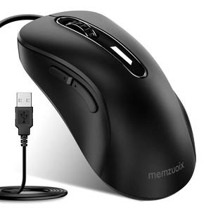 lot 6360 image: memzuoix Wired Mouse, USB Computer Mouse 1400 DPI Mobile Optical Mouse Ergonomic Design Computer Mice with 5FT Cord for Laptop, PC, Desktop, MacBook, 5 Buttons (Black)