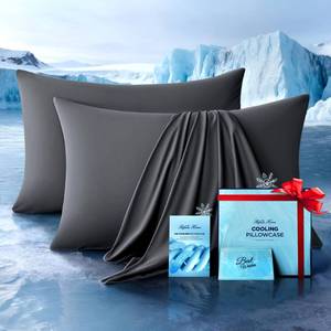 lot 6363 image: Ultra-Chill Cooling Pillowcase Set of 2 for Hot Sleepers, Softer Than Silk Pillow Cases for Protecting Hair & Skin, Breathable Bed Pillow Covers wZipper, Gifts for Women Men(Dark Gray, Standard)