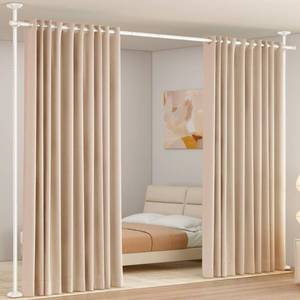 lot 7886 image: SUNALLY Room Divider Curtain Rod 4-10ft(H) 28-70in(W) Room Separator, White