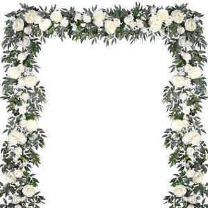 lot 7887 image: DearHouse 2Pack Artificial Peony Flower Garland - 6ftStrand Silk Peony Flower Greenery Garland with Fake Willow Leaves for Wedding Ceremony Backdrop Party Table Centerpieces Decor (White)