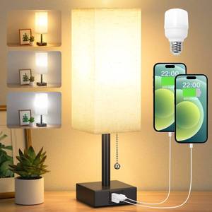 lot 7900 image: Small Bedside Table Lamp for Bedroom - Desk Lamp For Nightstand, USB CA