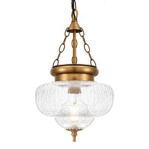 lot 7905 image: OIYIO Vintage Pendant Light - Bronze Gold Pendant Lights Kitchen Island with Cracked Glass, Brass Penant Lighting Fixtures with Adjustable Hanging Chain for Kitchen, Dining Room, Entryway