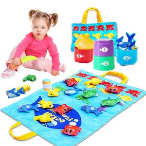 lot 8313 image: ZCMFHTD Montessori Toys for 1 Year Old, 22PCS Cloth Fishing Game with Stacking Cups Sensory Baby Toys 6-12 Months,Toddler Education Learning Toys for 1 2 Year Old Boy Girl Gifts (Sea Animals)