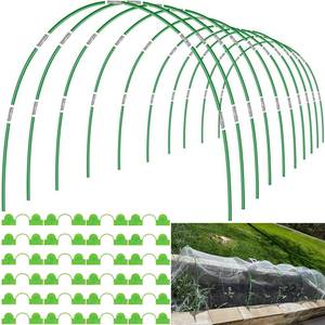 lot 8316 image: 60pcs Garden Hoops for Raised Beds Wide, 8ft Greenhouse Hoops Grow Tunnel for Row Cover Netting, Adjustable Fiberglass Rust-Free Garden Bed Plant Hoops Support DIY Frame Stake for Outdoor, 40pcs Clips
