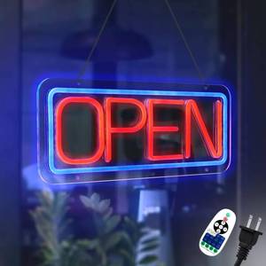 lot 8317 image: Neon Open Sign for Business Window, Red Blue Open Neon 12V2A Ultra Bright LED Light with Remote, Dimmable Energy Efficient LED Open Sign for Storefront, Bar, Cafe, Shop, Restaurant, Window, Wall Decor