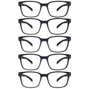 lot 8349 image: SIGVAN Blue Light Blocking Reading Glasses for Men Women Computer Spring Hinge Readers Square Frame Glasses 5 Packs (5 Black, 2.0)