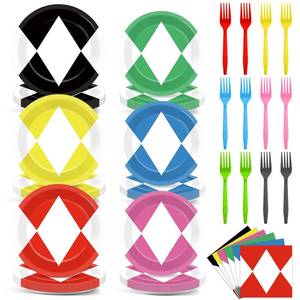 lot 8354 image: 96Pcs Cartoon Rangers Paper Plates Napkins Forks Anime Rangers Birthday Party Tableware Supplies Colorful Hero Disposable Dinnerware Set Super Theme Hero Party Decorations for Kids Birthday Serve 24