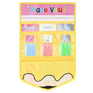 lot 8359 image: Marspark Pencil Shaped Place Value Pocket Chart for Classroom