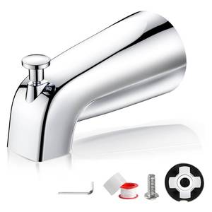 lot 8360 image: HURRAN Tub Spout with Diverter, Slip Fit Bath Tub Faucet Spout Replacement, Pull Down Diverter Bathroom Bathtub Faucet, Universal for 12 Copper Pipe (58 O.D.) Connection, Easy to Install, Chrome