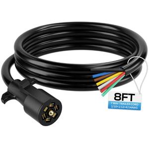 lot 8375 image: Deluwire 8FT 7 Pin Trailer Plug, Heavy Duty Trailer Wiring Harness