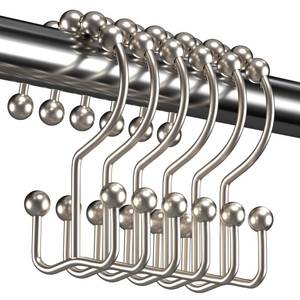 lot 8402 image: Titanker Shower Curtain Hooks Rings, Rust Resistant Metal Double Glide Shower Hooks Rings for Bathroom Shower Rods Curtains, Set of 12 Hooks - Nickel