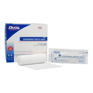 lot 8408 image: Dukal 704-BX Sterile Conforming Stretch Gauze, 4 x 4.1yds (Box of 12)