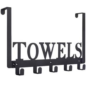 lot 8412 image: Kuhome Over The Door Hooks, Towel Holder for Bathroom, Door Mount Towel Rack Towel Hooks for Bedroom Beach Towels Bathrobe Wall Mount Hang on The Door Cabinet Cupboard Metal Sandblasted (Black)