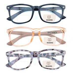 lot 8418 image: FEIVSN 3 Pack Bifocal Reading Glasses for Women Men Bi-focal Readers PC Frame Fixed Hinge Dual Focal Clear Top Eyewear, Black  Pretty Pink  Pea Color, 1.75