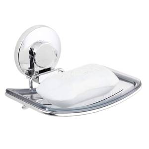 lot 8425 image: LEVERLOC Chrome Suction Cup Soap Dish Holder for Shower Wall Drill-Free Rustproof Waterproof Wall Mount Strong Suction Removable Bar Soap Sponge Holder for Bathroom Bathtub Kitchen