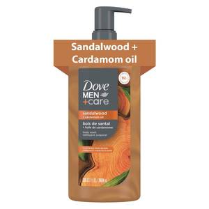 lot 8429 image: Dove Men Moisturizing Body Wash, Sandalwood  Cardamom Oil, 26oz