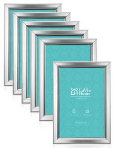 lot 8431 image: LaVie Home 4x6 Picture Frames (6 Pack, Silver) Simple Designed Photo Frame with High Definition Glass for Wall Mount & Table Top Display, Set of 6 Classic Collection