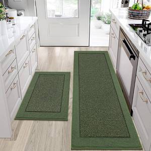 lot 9058 image: BEQHAUSE Kitchen Rugs Set of 2, Non Slip Washable, 24x3624x60, Green