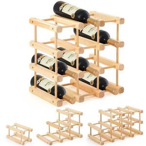 lot 9060 image: Juexica 1 Pcs 12 Bottle Wood Wine Holder Stackable,Natural Color