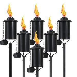 lot 9062 image: DIKAIDA 6 Pack Metal Citronella Torches, Torches Garden for Outside 60 inch Flickering Flame Citronella Outdoor Light Torch,Metal Torches for Outside, Camping Patio Pathway Table Torch(Jet Black)